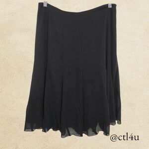 Worthington Black Flowy Midi Skirt Boho Whimsigoth Romantic Goth Size 10